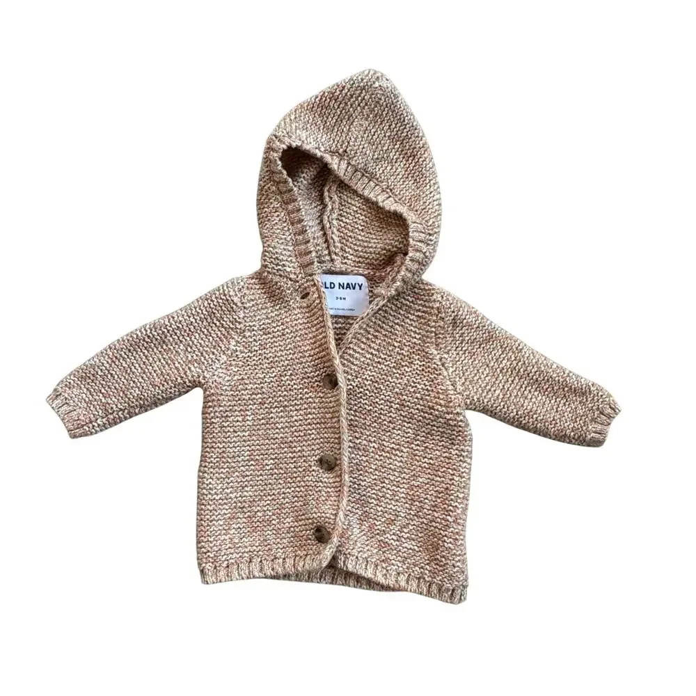 Old Navy Infant Girl Confetti Multicolored Hooded Sweater Cardigan 3-6M